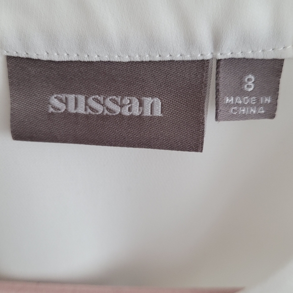 Womens white layered flowing chiffon adjustable sleeve. Size M ( 8 - 10 ) - Picture 5 of 5